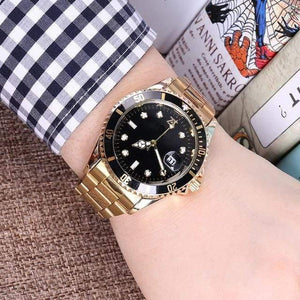 Planet Gates gold band black Steel Male 30m Role Sports Gifts For Couple Men's women's ladies wrist watch lovers clock bracelet Rolexable relogio masculino