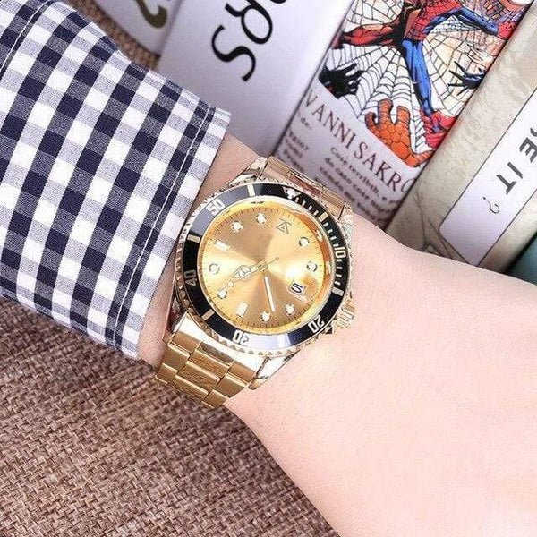 Planet Gates gold band gold Steel Male 30m Role Sports Gifts For Couple Men's women's ladies wrist watch lovers clock bracelet Rolexable relogio masculino