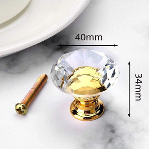 40mm Diamond Shape Crystal Glass Knobs Cupboard Pulls Drawer Knobs Kitchen Cabinet Handles Furniture Handle Hardware