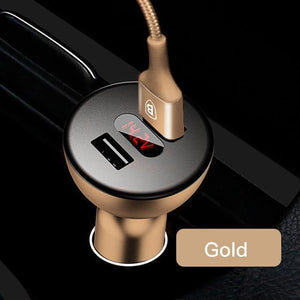 Baseus Car Charger Digital LED Display Mobile Phone Charger Dual USB Car Phone Charger for iPhone Samsung Tablet Travel Adapter - Planet Gates