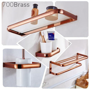 Planet Gates Gold Bathroom Accessories Brass Wall Mounted Toilet Brush Paper Towel Holder Rack Glass Shelf Bath Hardware Set