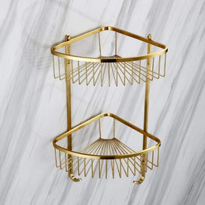 Planet Gates Gold Bathroom Hardware Set Bathrom Shower Shelf Wall Mounted Corner Shelf Organizer 304 Stainless Steel Brushed
