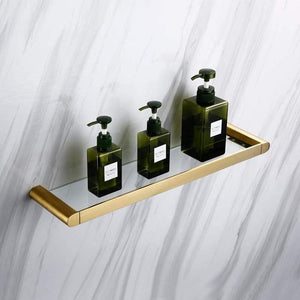 Planet Gates Gold Bathroom Hardware Set Bathrom Shower Shelf Wall Mounted Corner Shelf Organizer 304 Stainless Steel Brushed