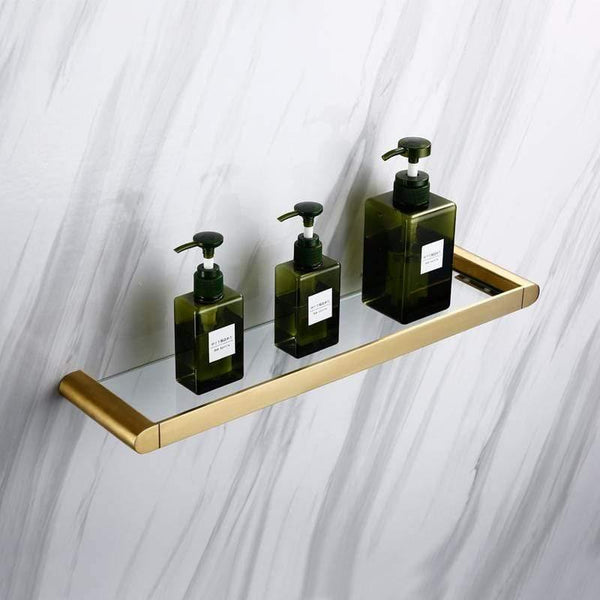 Planet Gates Gold Bathroom Hardware Set Bathrom Shower Shelf Wall Mounted Corner Shelf Organizer 304 Stainless Steel Brushed