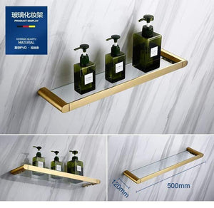 Planet Gates Gold Bathroom Hardware Set Bathrom Shower Shelf Wall Mounted Corner Shelf Organizer 304 Stainless Steel Brushed