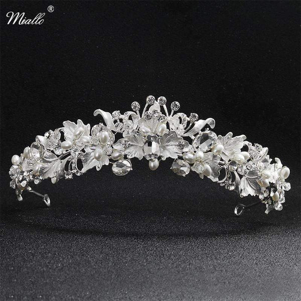 Planet Gates Gold Beautiful Flower Rhinestone Alloy Tiaras and Crowns Wedding Hair Accessories Bridal Headpiece for Women