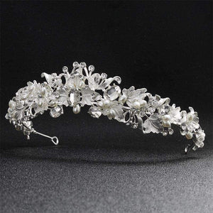 Planet Gates Gold Beautiful Flower Rhinestone Alloy Tiaras and Crowns Wedding Hair Accessories Bridal Headpiece for Women