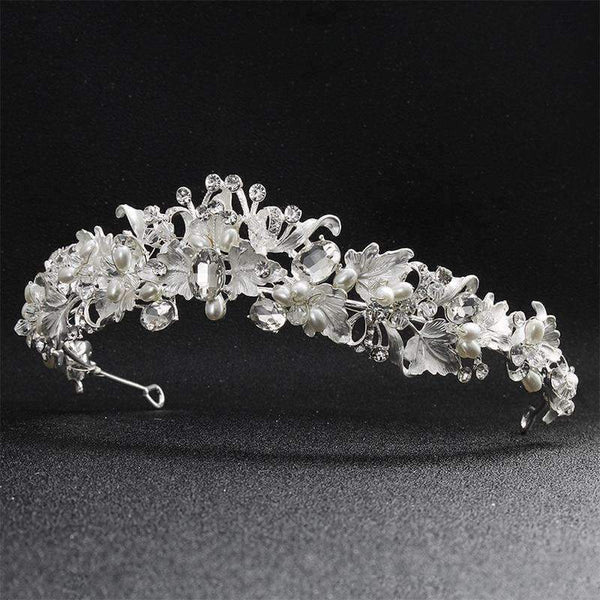 Planet Gates Gold Beautiful Flower Rhinestone Alloy Tiaras and Crowns Wedding Hair Accessories Bridal Headpiece for Women