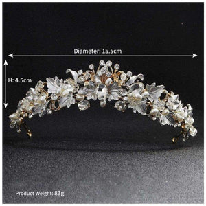 Planet Gates Gold Beautiful Flower Rhinestone Alloy Tiaras and Crowns Wedding Hair Accessories Bridal Headpiece for Women