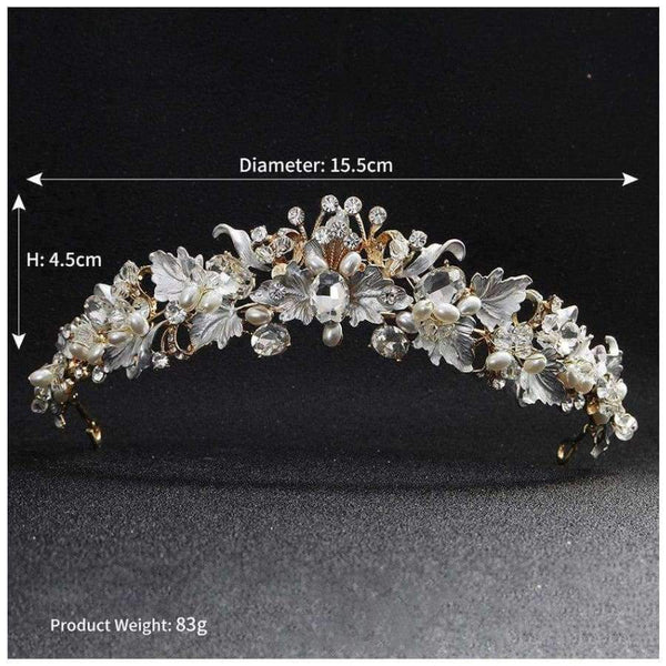 Planet Gates Gold Beautiful Flower Rhinestone Alloy Tiaras and Crowns Wedding Hair Accessories Bridal Headpiece for Women