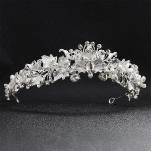 Planet Gates Gold Beautiful Flower Rhinestone Alloy Tiaras and Crowns Wedding Hair Accessories Bridal Headpiece for Women