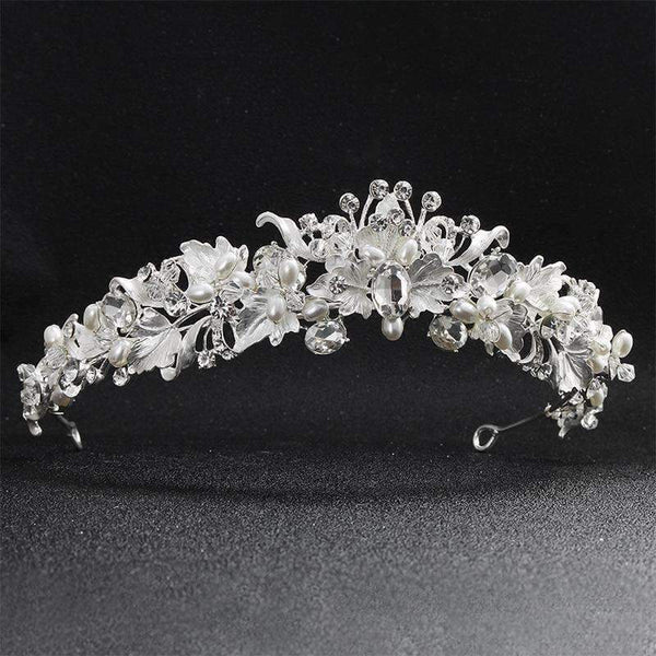 Planet Gates Gold Beautiful Flower Rhinestone Alloy Tiaras and Crowns Wedding Hair Accessories Bridal Headpiece for Women