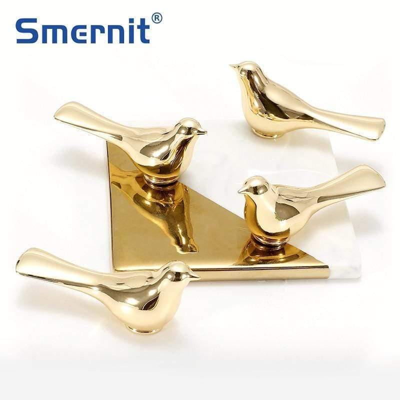 Gold Bird Cabinet Knobs Wall Hanging Hook Animal Drawer Pulls Vintage Kitchen Door Handles and Knobs Furniture Handle Decoration (Gold)