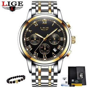 Planet Gates gold black 1 Men's Watches Military Luxury Brand Watch Mens Quartz Stainless Steel Clock Fashion Chronograph Watch Man Relogio Masculino