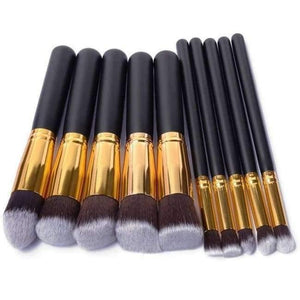 Planet Gates Gold black 10pcs/lot Makeup Brush Tools Face Eyeshadow Foundation Make Up Brushes Beauty Set Blush Professional Kit Brand New Hot Selling