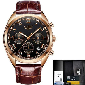 Planet Gates Gold black leather Mens Watches Top Brand Luxury Waterproof 24 Hour Date Quartz Clock  Male Leather Sport Wrist Watch Relogio Masculino