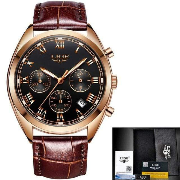 Planet Gates Gold black leather Mens Watches Top Brand Luxury Waterproof 24 Hour Date Quartz Clock  Male Leather Sport Wrist Watch Relogio Masculino