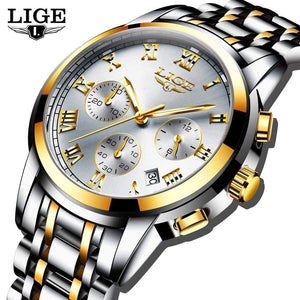 Planet Gates gold black Men's Watches Military Luxury Brand Watch Mens Quartz Stainless Steel Clock Fashion Chronograph Watch Man Relogio Masculino