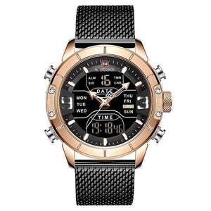 Planet Gates Gold Black Men Watch Top Luxury Brand Man Military Sport Quartz Wrist Watches Stainless Steel LED Digital Clock Relogio Masculino