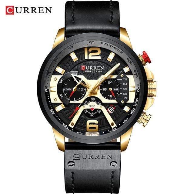 Planet Gates black Mens Watches Top Brand Luxury Men Casual Leather Waterproof Chronograph Men Sport Quartz Clock Relogio Masculino