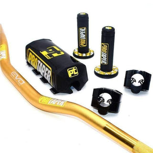 Planet Gates Gold Black PT Handlebar For PRO Taper Pack Bar 1-1/8" Handle bar Pads Grips Pit Pro Racing Dirt Pit Bike Motorcycle CNC 28.5mm Adapter