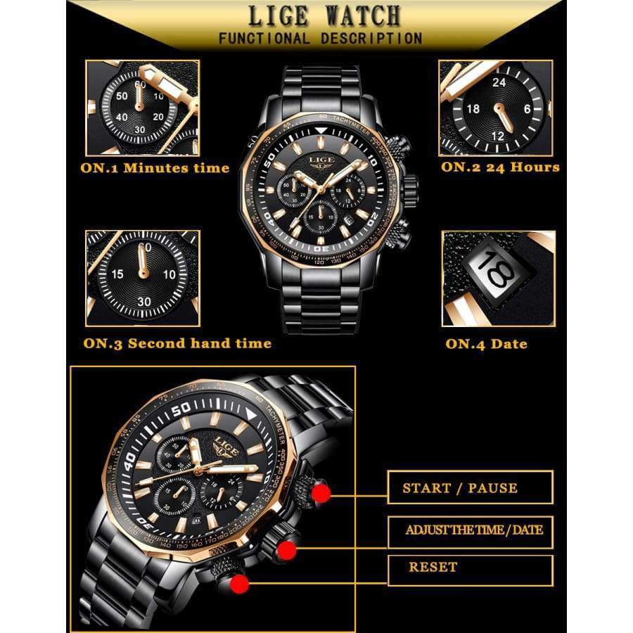 Relojes Hombre 2018 New LIGE Fashion Mens Watches Luxury Brand Business ...