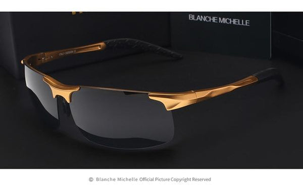 Planet Gates gold black Ultra-Light Aluminum Magnesium Sport Sunglasses Polarized Men UV400 Rectangle Gold Outdoor Driving Sun Glasses