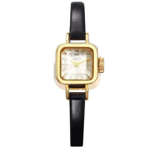 Planet Gates Gold Black Women's Watch Japan Quartz Hours Fine Fashion Dress Bracelet Leather Lovely Mini Candy Square Cute Girl Gift Julius