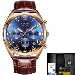 Planet Gates Gold blue leather Mens Watches Top Brand Luxury Waterproof 24 Hour Date Quartz Clock  Male Leather Sport Wrist Watch Relogio Masculino