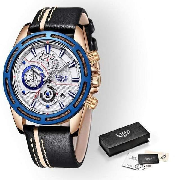Planet Gates Gold blue Mens Watches Top Brand Luxury Quartz Watch Men Calendar Leather Military Waterproof Sport Wrist Watch Relogio Masculino