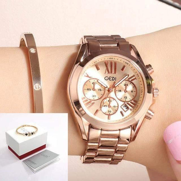 Planet Gates Gold Box Women Watches Fashion Quartz Female Clock Women's Watch Stainless Steel Strap Ladies Wristwatch Luxury Hour reloj