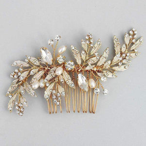 Planet Gates Gold Bridal Hair Combs Leaf Hairpins Wedding Hair Accessories Handmade Jewelry Crystal Headpiece Jewelry Gifts for Women