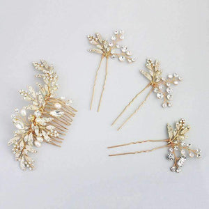 Planet Gates Gold Bridal Hair Combs Leaf Hairpins Wedding Hair Accessories Handmade Jewelry Crystal Headpiece Jewelry Gifts for Women