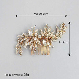 Planet Gates Gold Bridal Hair Combs Leaf Hairpins Wedding Hair Accessories Handmade Jewelry Crystal Headpiece Jewelry Gifts for Women