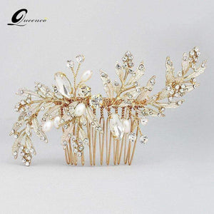 Planet Gates Gold Bridal Hair Combs Leaf Hairpins Wedding Hair Accessories Handmade Jewelry Crystal Headpiece Jewelry Gifts for Women