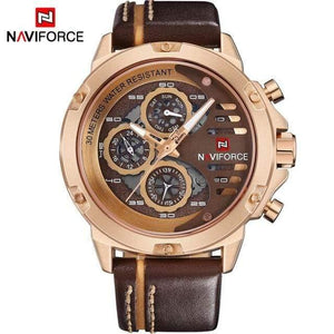 Planet Gates Gold Brown Mens Watches Top Brand Luxury 3Bar Waterproof Date Quartz Watch Man Leather Sport Wrist Watch Men Waterproof Clock