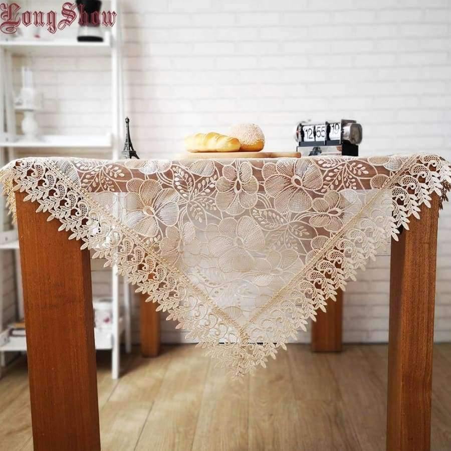 Planet Gates gold butterfly / 130*180cm Light Coffee Pure Organza Lace Trim LOTUS Embroidered Tablecloth