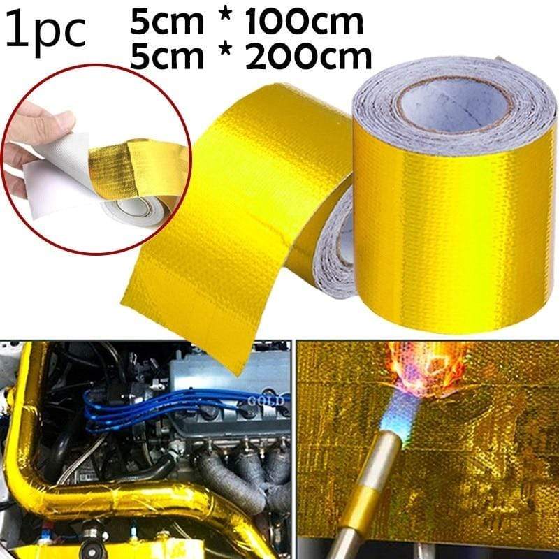 Planet Gates Gold Car Thermal Exhaust Tape Air Intake Heat Insulation Shield Wrap Reflective Heat Barrier Self Adhesive Engine Universal 1/2M