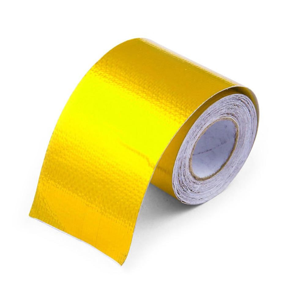 Planet Gates Gold Car Thermal Exhaust Tape Air Intake Heat Insulation Shield Wrap Reflective Heat Barrier Self Adhesive Engine Universal 1/2M