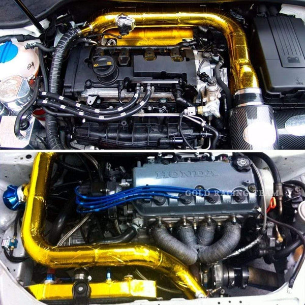 Planet Gates Gold Car Thermal Exhaust Tape Air Intake Heat Insulation Shield Wrap Reflective Heat Barrier Self Adhesive Engine Universal 1/2M