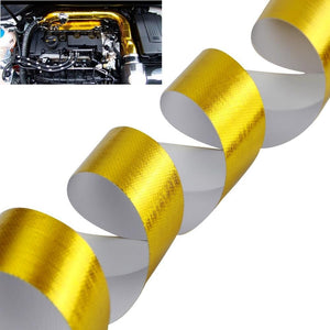 Planet Gates Gold Car Thermal Exhaust Tape Air Intake Heat Insulation Shield Wrap Reflective Heat Barrier Self Adhesive Engine Universal 1/2M