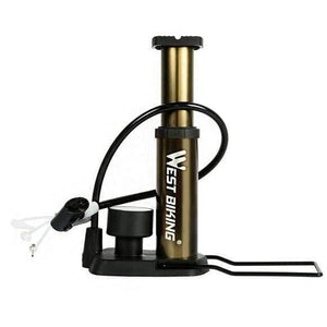 Planet Gates gold / China BIKE Foot Activated Floor Pump With Gauge Cycle Air Pump Mini Portable Portable 80 PSI Bike Bicycle Tire Floor Pump