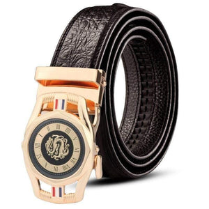 Cow Leather Men's Belt Luxury Crocodile Skin Texture High Quality   Male Leather Belt For Business Suit Automatic Buckle