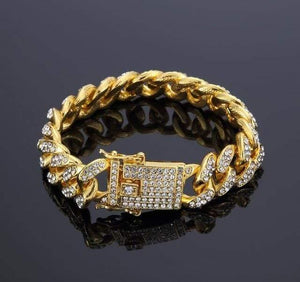 Planet Gates Gold-color / 20cm Men Bracelet fashion 18- 20cm long Miami Cuban Link bracelets male Hiphop jewelry gifts