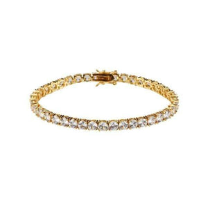 Planet Gates Gold-color / 8inch Zircon fashion 1 Row 5mm width Link chain CZ Bracelets Hiphop jewelry gift for unisex
