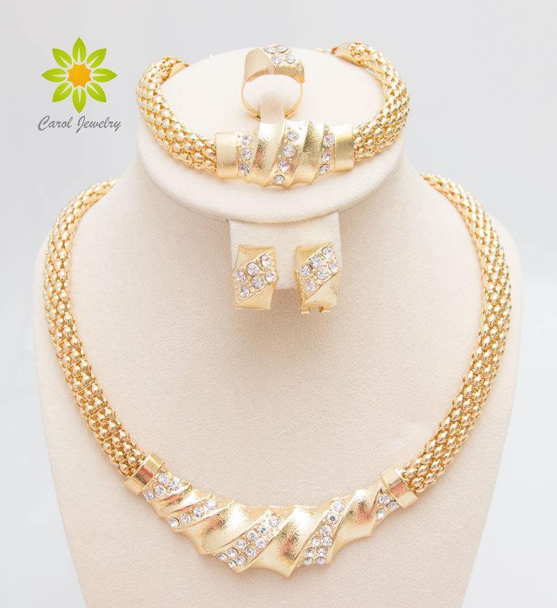 Planet Gates Gold Color Charming Fashion Romantic Bridal Fashion Necklace Crystal Vintage Women Costume Jewlery Sets