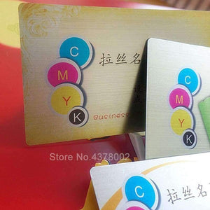 Planet Gates Gold color Opaque plastic wire drawing card double-sided printing plastic metal card 0.38mm high quality business card custom printing