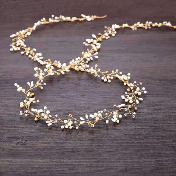 Planet Gates Gold Color Rose Gold Wedding Hair Accessories Bridal Headpiece Hair Vine Pearl Headband for Wedding tiara Women Hair Jewelry Accessory