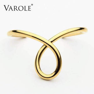 Planet Gates Gold Color VAROLE Simple Lines Exaggerated Bracelets & Bangles for Women Cuff Bangle Gold/Silver Colors Noeud Armband Pulseiras