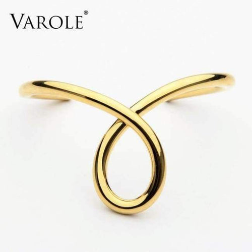 Planet Gates Gold Color VAROLE Simple Lines Exaggerated Bracelets & Bangles for Women Cuff Bangle Gold/Silver Colors Noeud Armband Pulseiras